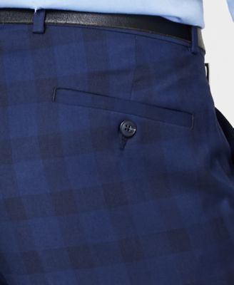 Kenneth Cole Reaction Men's Ready Flex Slim-Fit Stretch Dark Blue Plaid Suit