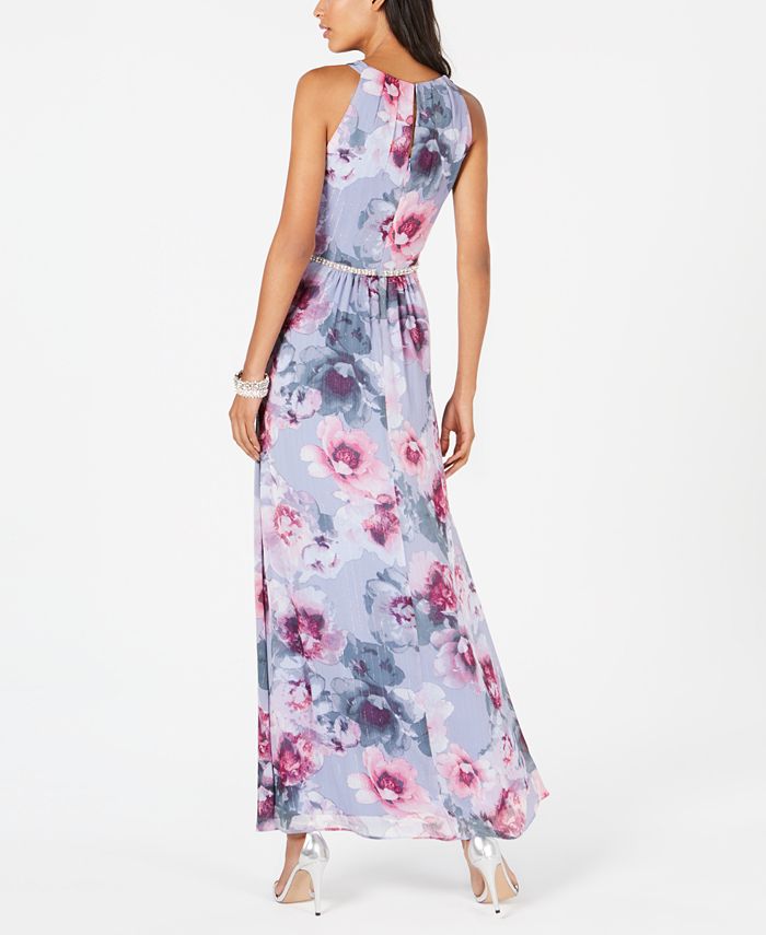 SL Fashions Floral & Metallic Maxi Dress Macy's