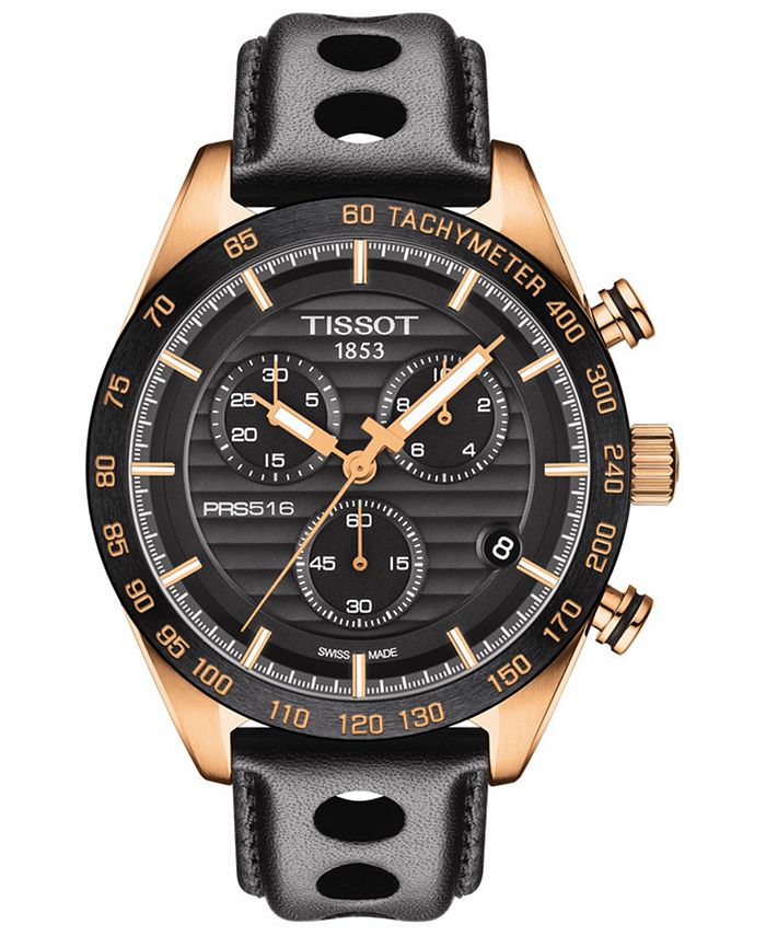 Tissot T Sport PRS 516 Chronograph Black Dial Black Leather Strap Watch for Men - T131.617.36.051.00