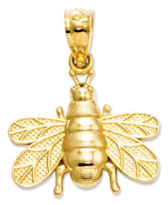 14k Charm, Polished and Satin Bee Charm