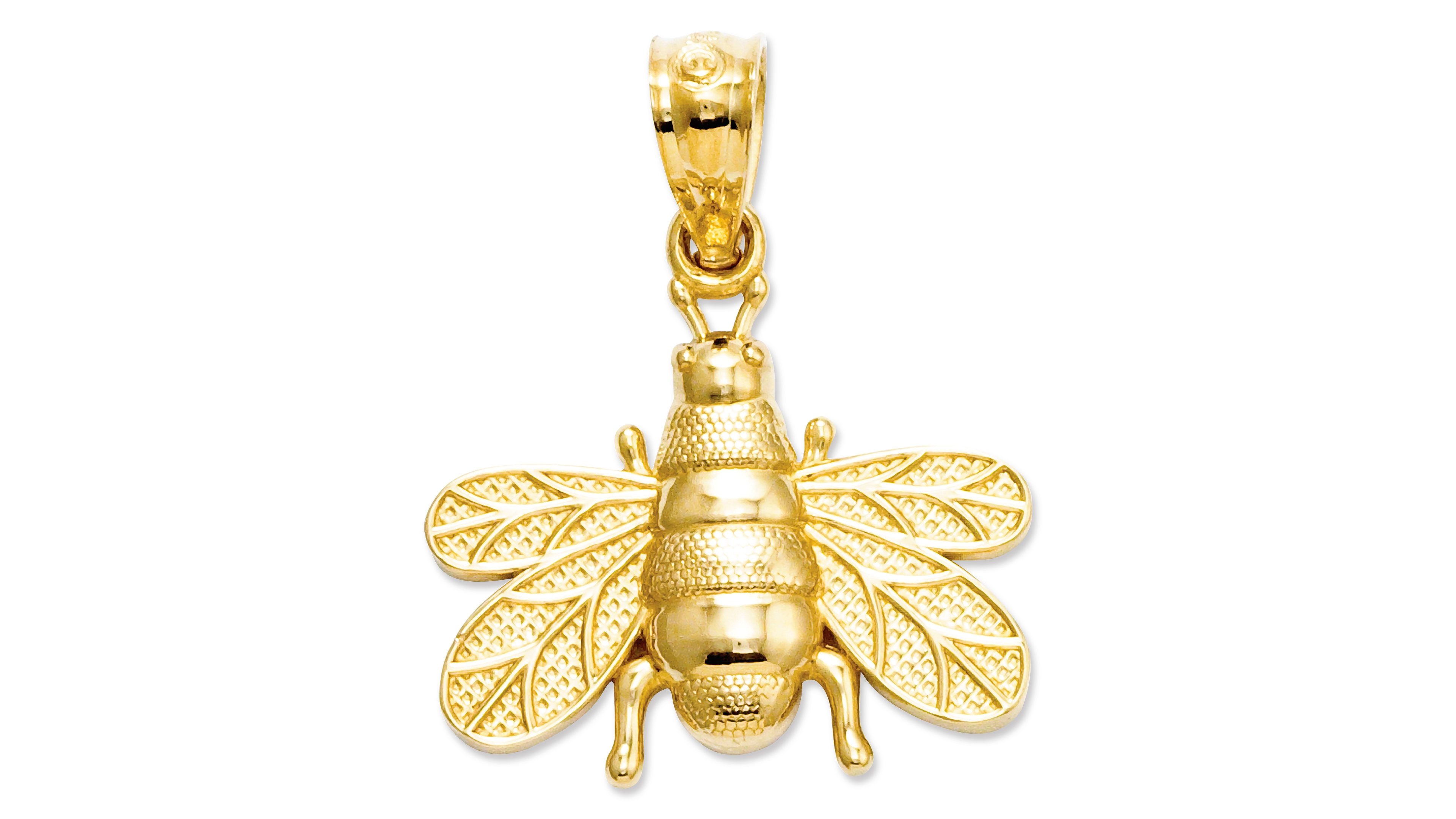 14k Charm, Polished and Satin Bee Charm