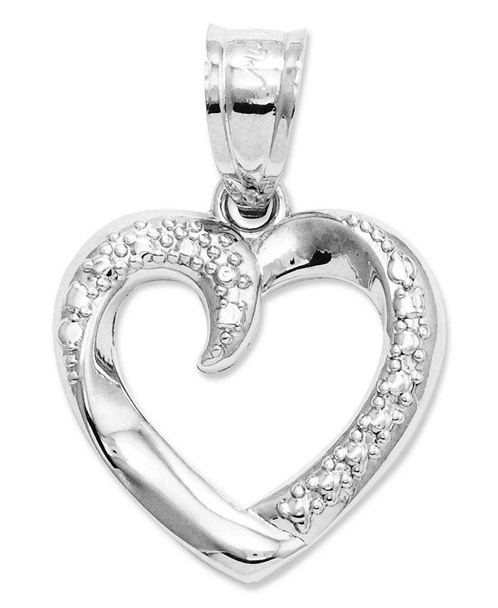 Macy's 14k White Gold Charm, Swirled Heart Charm & Reviews - Jewelry ...