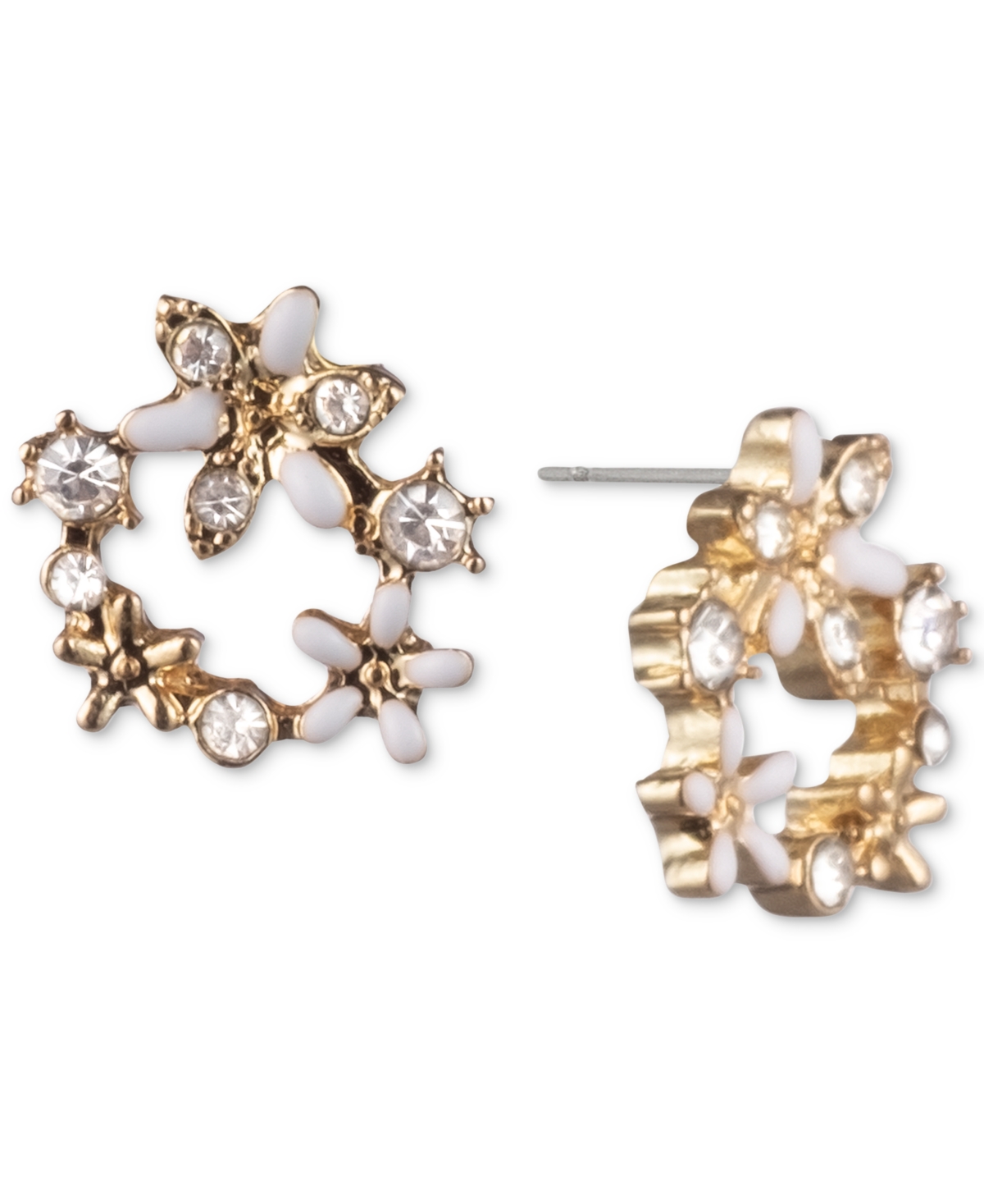 Crystal Flower Open Stud Extra Small Earrings - White