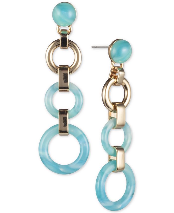 DKNY Gold-Tone & Stone Linked Circle Linear Drop Earrings, Created for ...