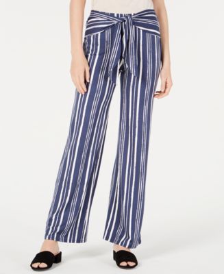 BCX Juniors' Striped Tie-Waist Pants - Macy's