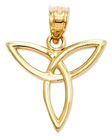 14k Gold Charm, Angel Trinity Symbol Charm