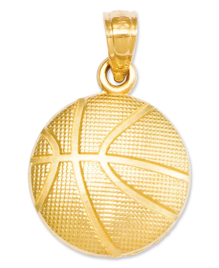 14K Yellow Gold Basketball Pendant