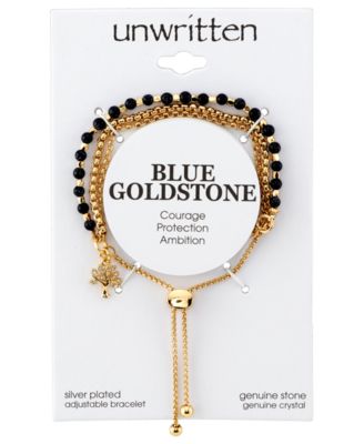 Blue Stone Crystal Tree Bolo Bracelet in Gold-Tone Plated and Silver Plated