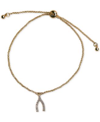 Kitsch - Gold-Tone Pav&eacute; Wishbone Slider Bracelet