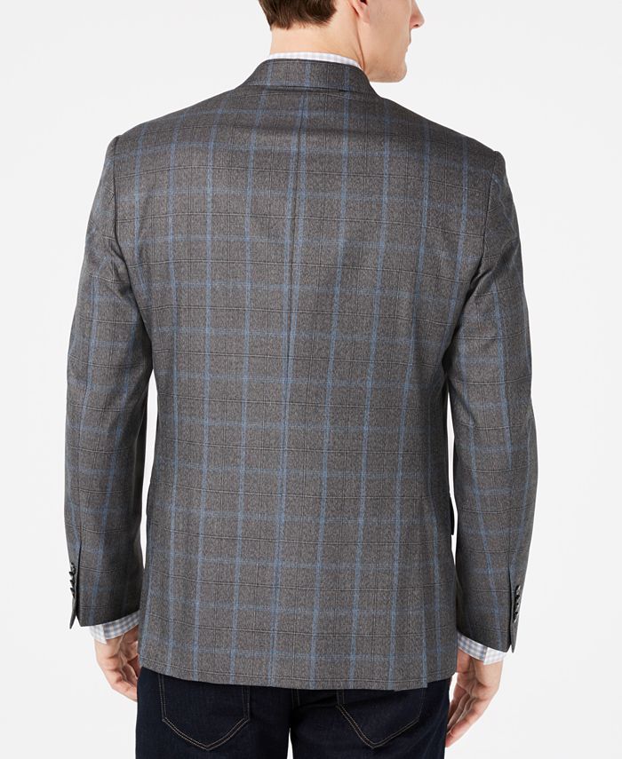 Michael Kors Men's Classic-Fit Medium Gray Windowpane Sport Coat - Macy's