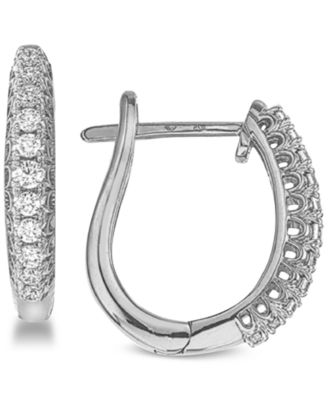 macy white gold diamond hoop earrings