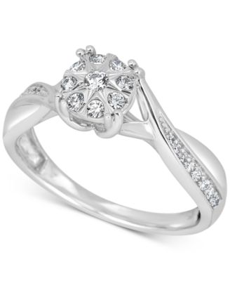 Promised Love - Diamond Cluster Promise Ring (1/4 ct. t.w.) in 14k White Gold