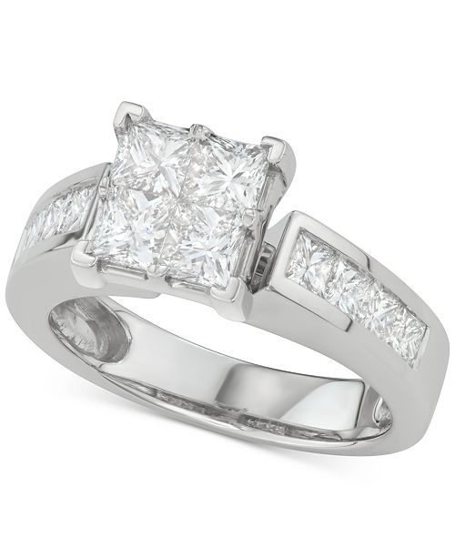 Macy S Diamond Princess Quad Cluster Engagement Ring 2 1 7 Ct
