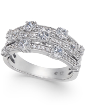 image of Diamond Three Row Statement Ring (1 ct. t.w.) in 14k White Gold