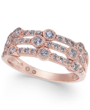 image of Diamond Three Row Statement Ring (5/8 ct. t.w.) in 14k Rose Gold
