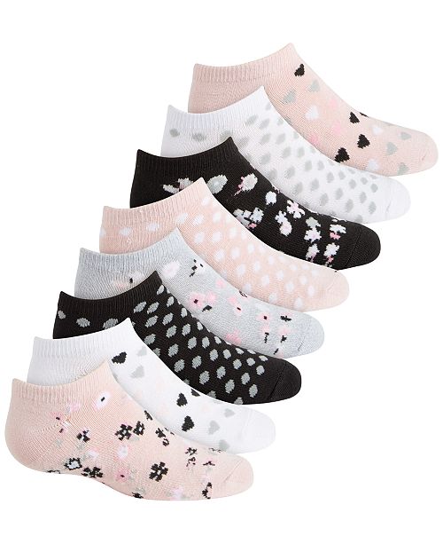 Planet Sox Toddler Little Big Girls 8 Pack Floral No Show Socks