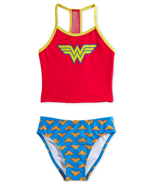 Dreamwave Little Girls 2 Pc Wonder Woman Graphic Tankini