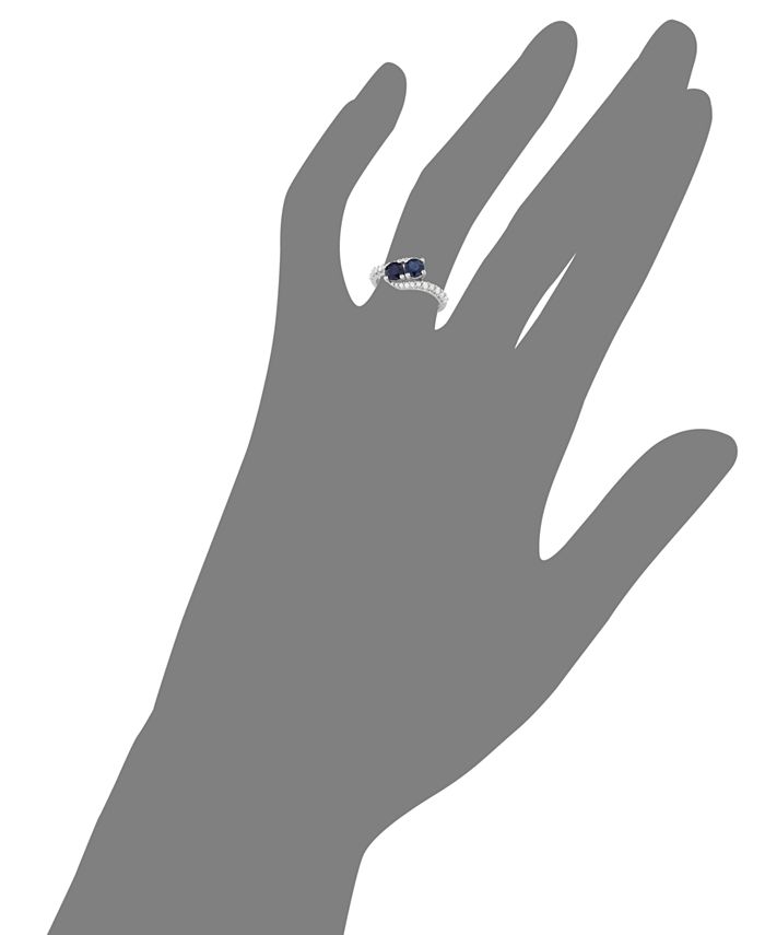 Macy's Sapphire (1 ct. t.w.) & Diamond (3/8 ct. t.w.) Two Stone Ring in ...