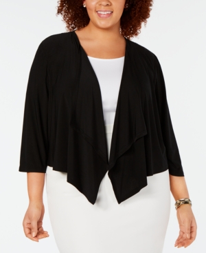 R & M Richards Plus Size Mesh-Back Cardigan