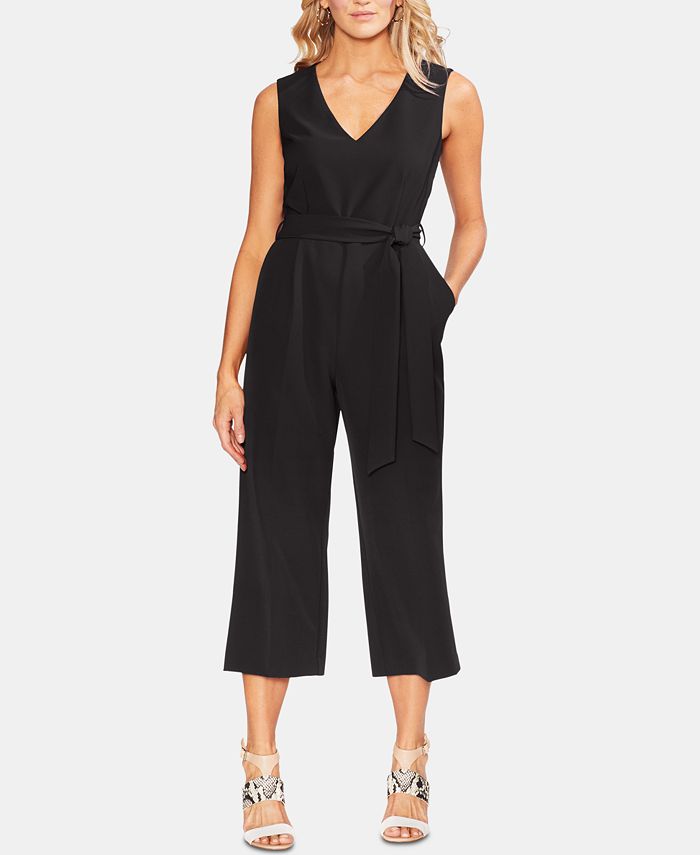 Vince Camuto Women's Belted Cropped Jumpsuit - Macy's