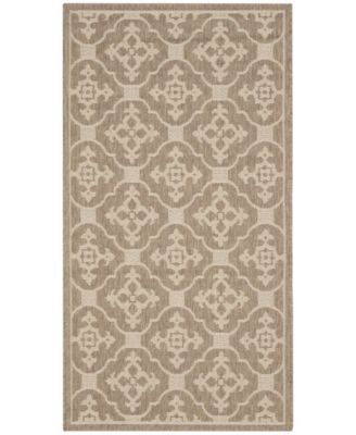 Courtyard CY6564 Brown and Creme 5'3" x 7'7" Sisal Weave Outdoor Area Rug