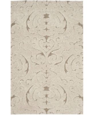 Florida Shag SG467 Cream and Beige 5'3" x 7'6" Area Rug