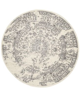Adirondack Ivory and Silver 9' x 9' Round Area Rug