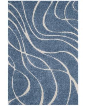 Safavieh Shag Light Blue and Cream 6' x 9' Area Rug
