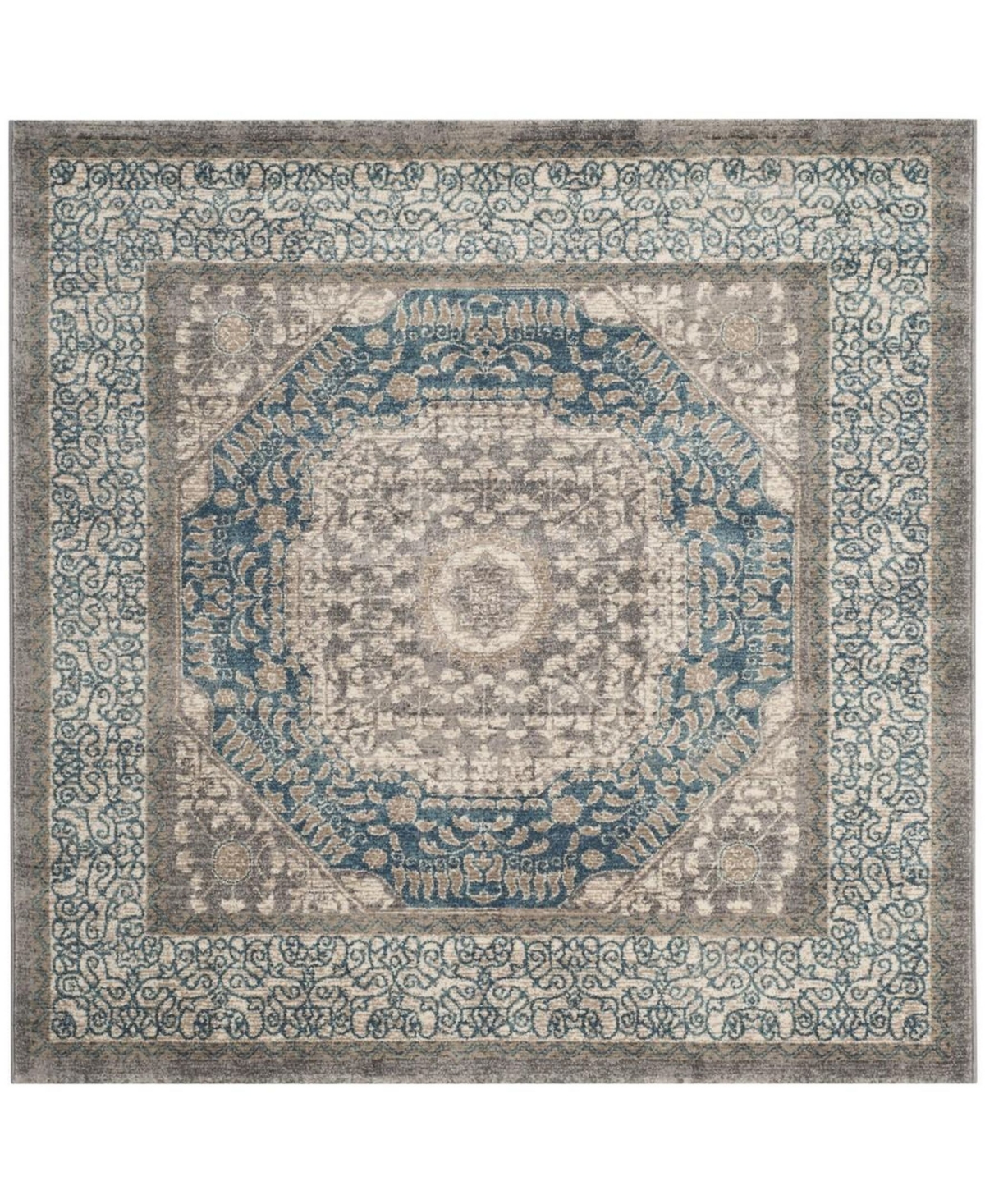 Safavieh Sofia Light Gray and Beige 9' x 9' Square Area Rug - Light Gray