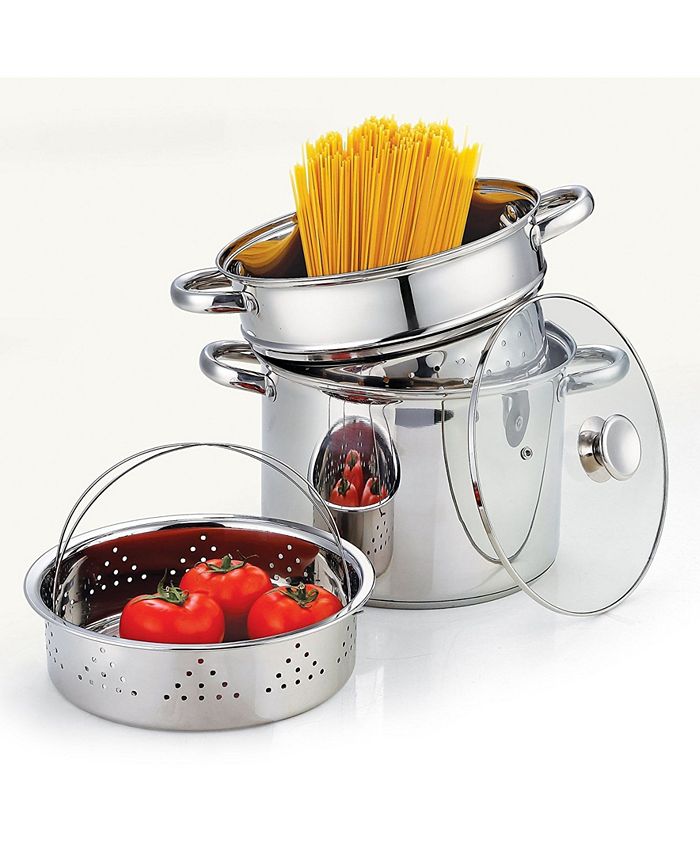 Cook N Home 4Piece 8 Quart Pasta Cooker Steamer Multipots, Stainless