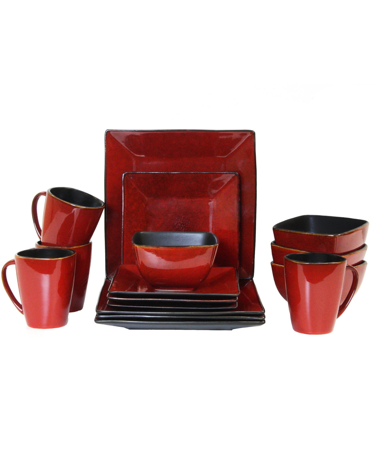 Harland Loft 16 Piece Modern Premium Stoneware set - Red