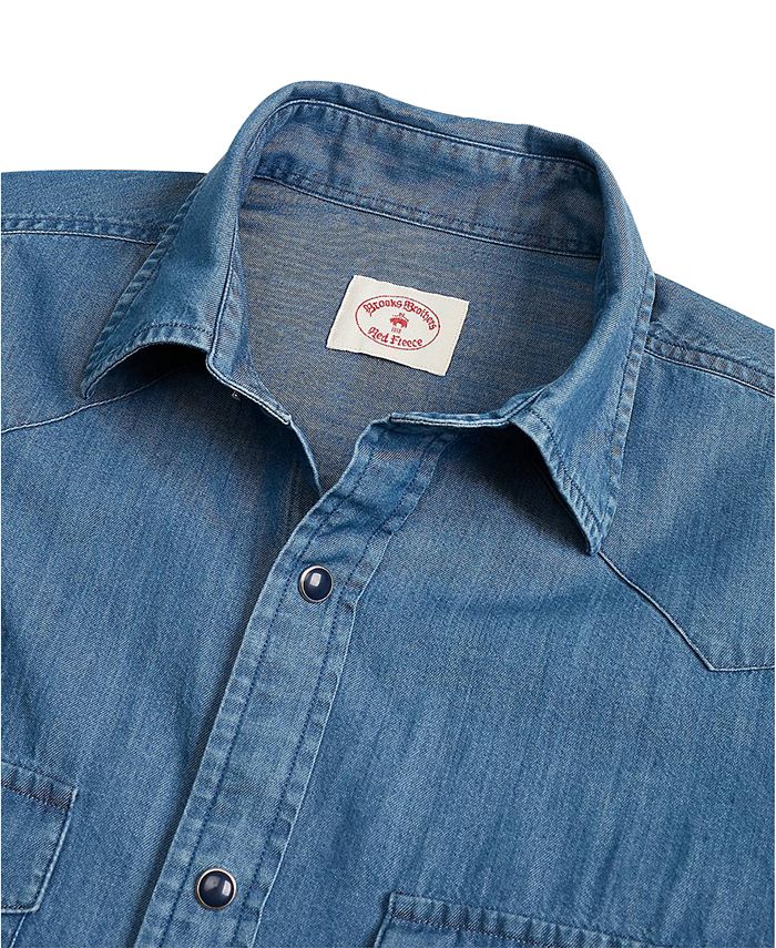 Brooks Brothers Men's Slim-Fit Chambray Western Shirt - Macy's
