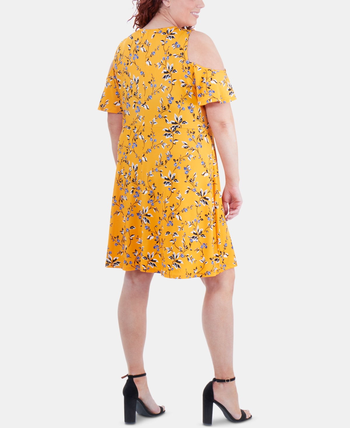 Ny Collection Plus Size Pleated-neck Cold-shoulder Dress In Cayana
