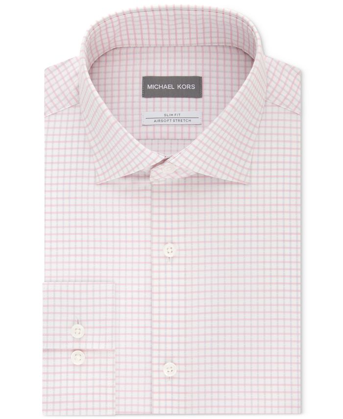 Micheal Kors Men's Slim Fit Airsoft Stretch Performance Check Dress Shirt Blue Size 15.5X34X35