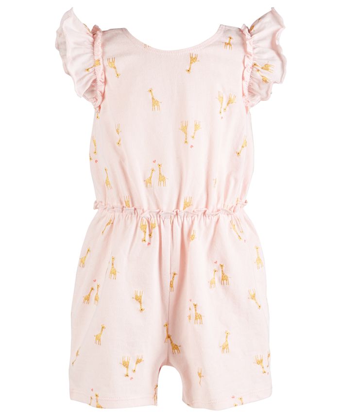 First Impressions Baby Girls GiraffePrint Cotton Romper, Created for