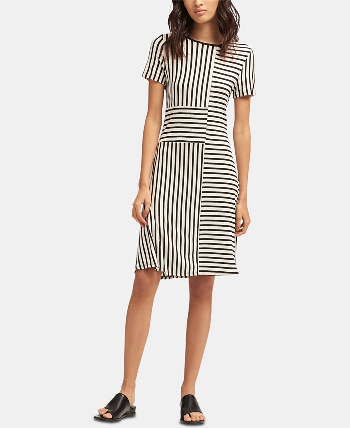 DKNY Short-Sleeve Crewneck Striped Dress - Macy's