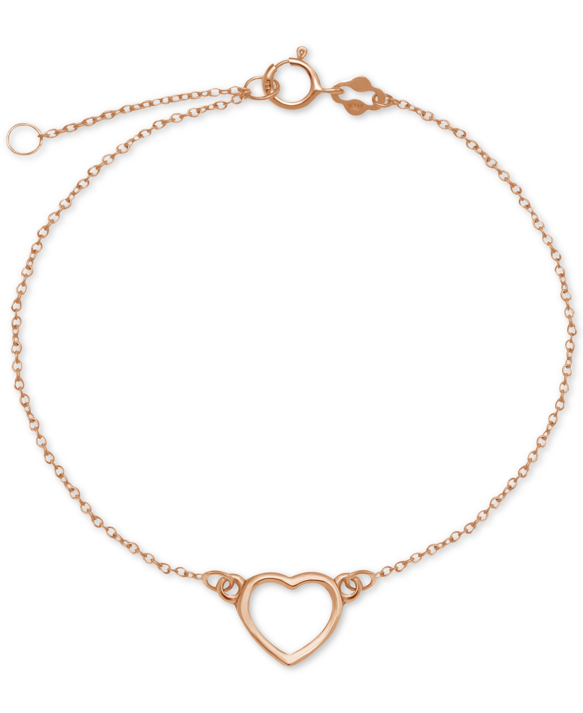 Open Heart Ankle Bracelet in Sterling Silver