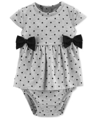 Carter's - Baby Girls Dot-Print Bow Cotton Sunsuit