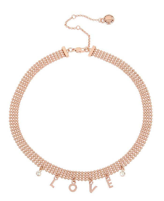 BCBGeneration 'LOVE' Affirmation Charm Frontal Mesh Necklace - Macy's