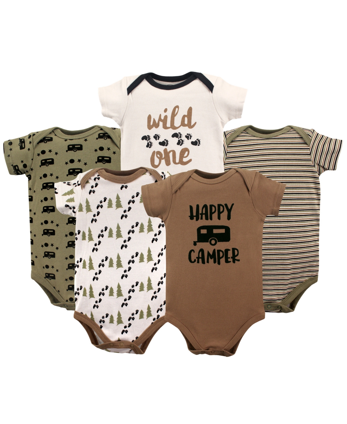 Luvable Friends Baby Boys Baby Cotton Bodysuits 5pk,- Happy camper