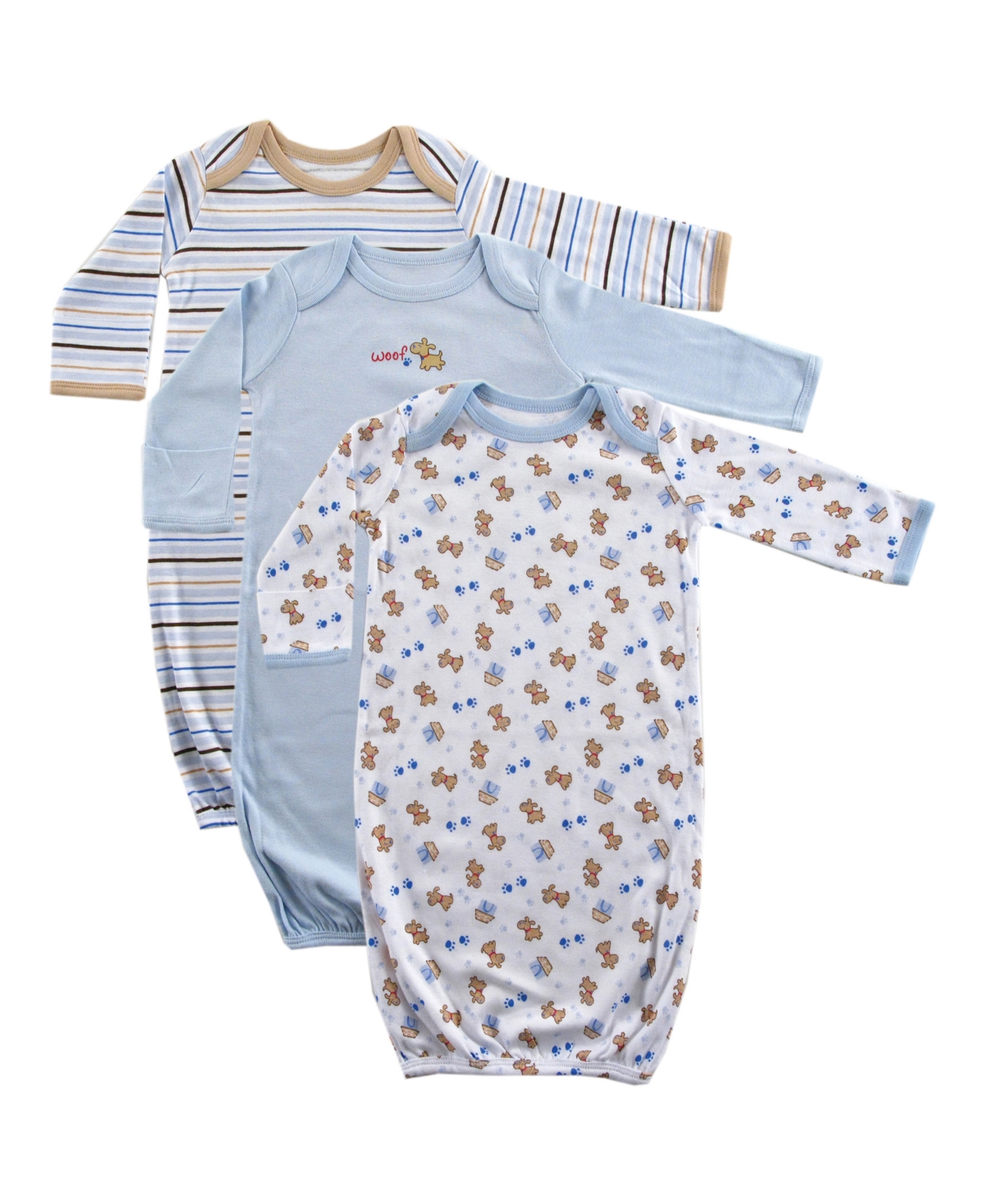 Luvable Friends Sleep Gowns, 3-Pack, 0-6 Months