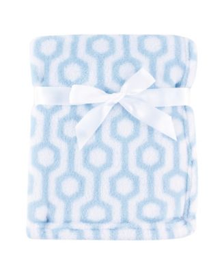 Luvable Friends Boys Plush Coral Fleece Comfort Blanket - Blue Hexagon 16$