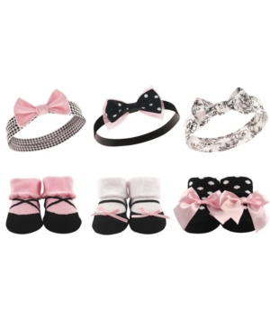Hudson Baby Headbands and Socks Giftset 6-Piece Set 0-9 Months