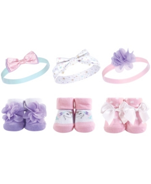 Hudson Baby Headbands and Socks Giftset 6-Piece Set 0-9 Months