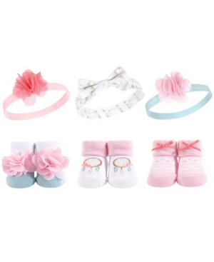 Hudson Baby Headbands and Socks Giftset 6-Piece Set 0-9 Months