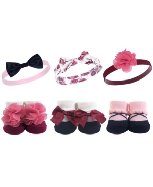 Hudson Baby Headbands and Socks Giftset 6-Piece Set 0-9 Months