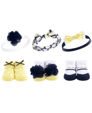 Hudson Baby Headbands and Socks Giftset 6-Piece Set 0-9 Months