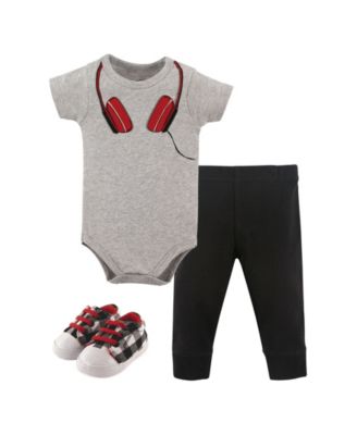Little Treasure Baby Boys Treasure Cotton 3-Piece Layette Set with Footwear - Headphones 20$