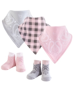 Hudson Baby Bandana Bibs and Socks 5-Piece Set 0-9 Months