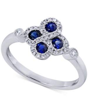 image of Sapphire (1/3 ct. t.w.) & Diamond (1/5 ct. t.w.) Ring in 14k White Gold